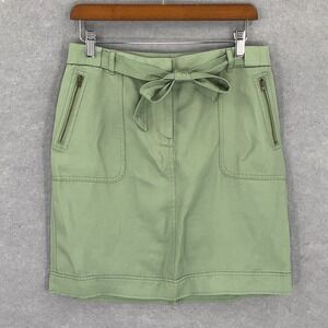 Loft Mini‎ Skirt Womens Sz 4 Green Belted Pockets Casual Safari Travel